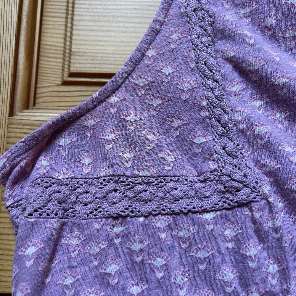 Lucky Brand Lavender Floral Cotton Blend Cropped Camisole - Picture 4 of 12